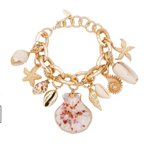 ettika Jewelry - New Revolve x Ettika Mermaid Tears 18K Gold Plated Shell Beach Charm Bracelet